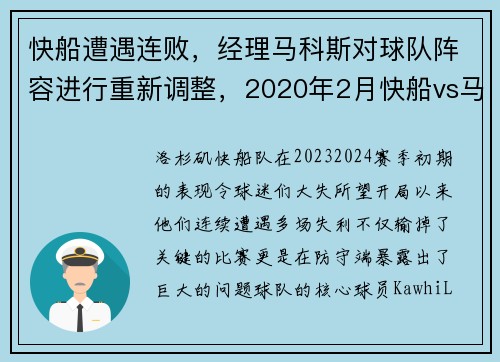 快船遭遇连败，经理马科斯对球队阵容进行重新调整，2020年2月快船vs马刺